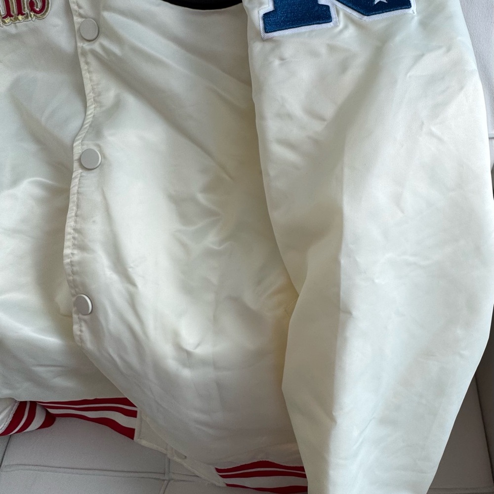 San Francisco 49ers Cream & Red Varsity Bomber Jacket - Picture 11 of 12